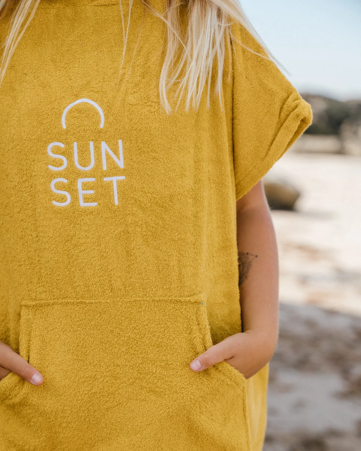 Sunset Surf Changing Towel Poncho - Pineapple Yellow