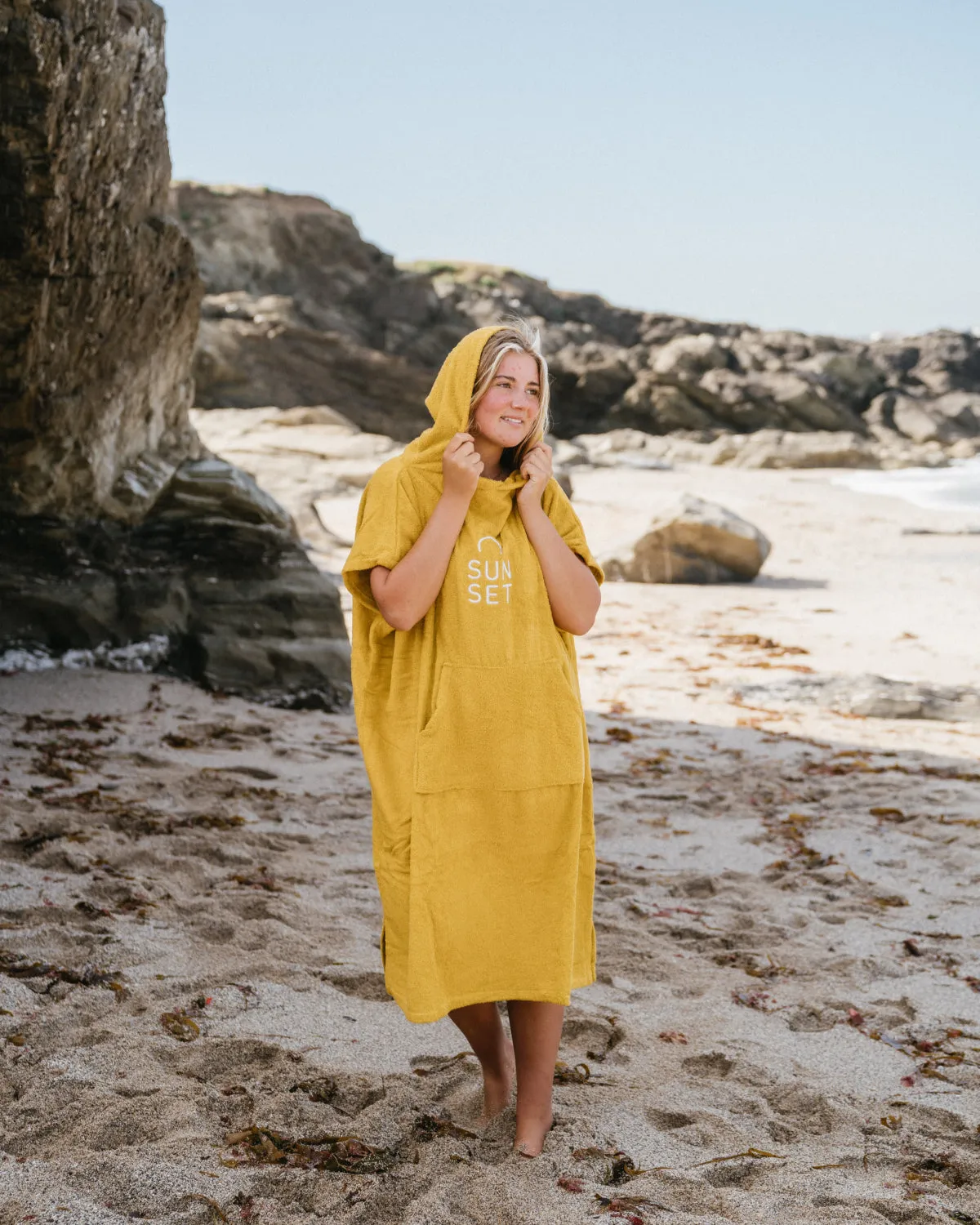 Sunset Surf Changing Towel Poncho - Pineapple Yellow