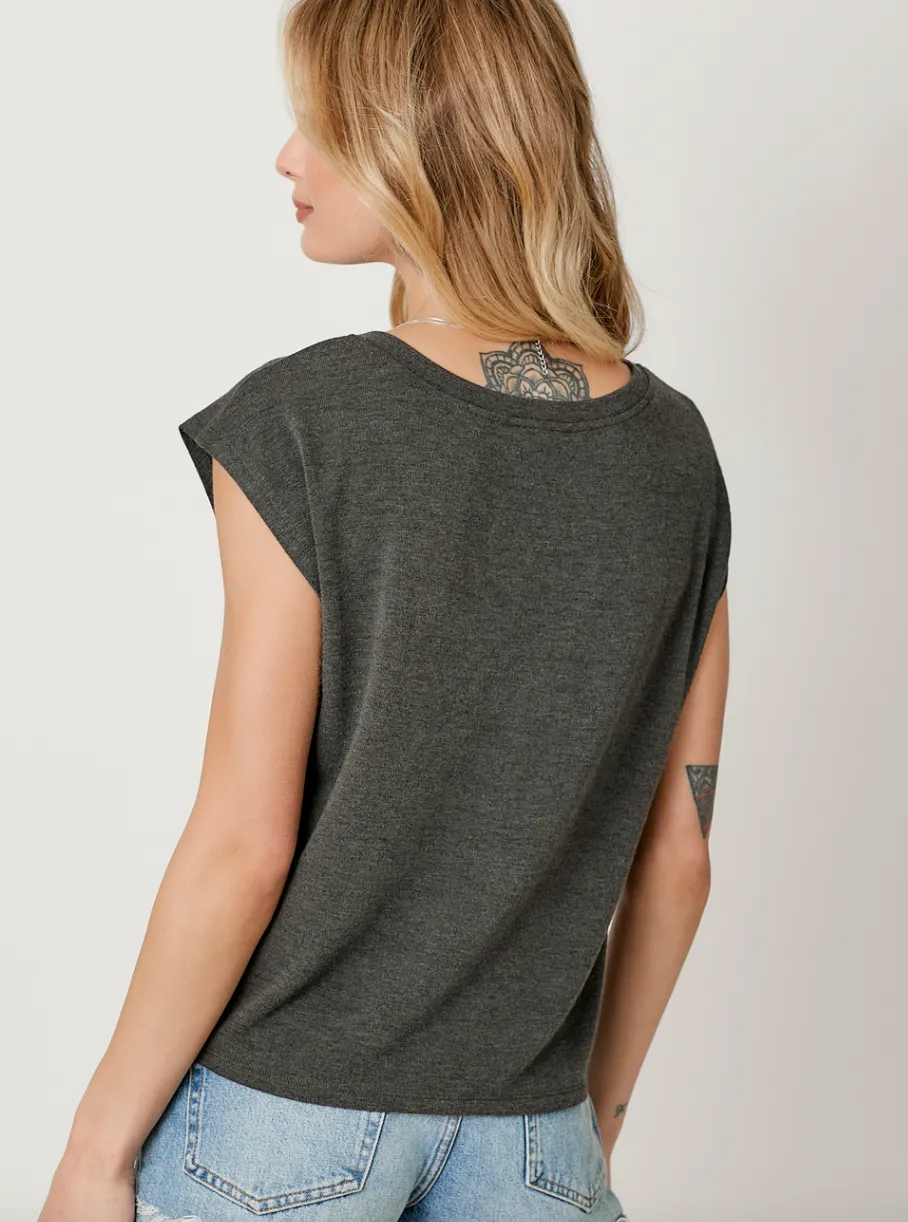 The Avery Ruched Tie Front Tee