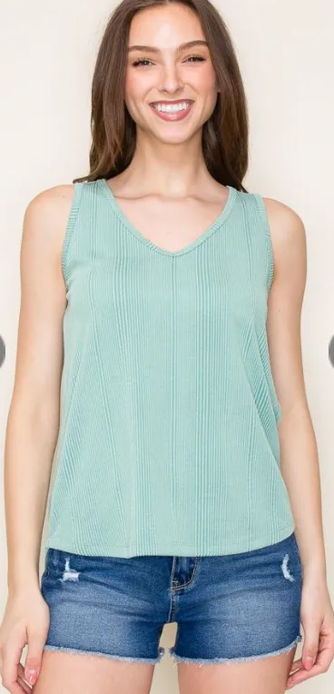 The Jessie V-Neck Textured Relaxed Tank