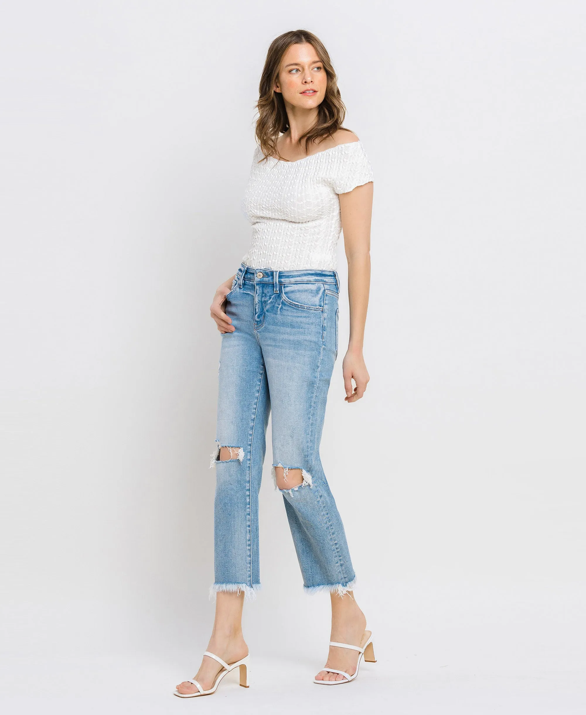 Torne River - High Rise Raw Crop Straight Jeans