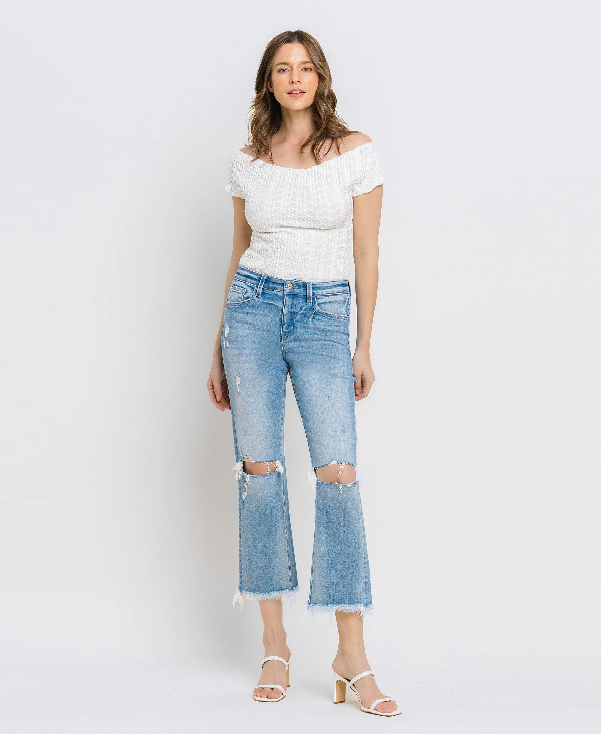 Torne River - High Rise Raw Crop Straight Jeans