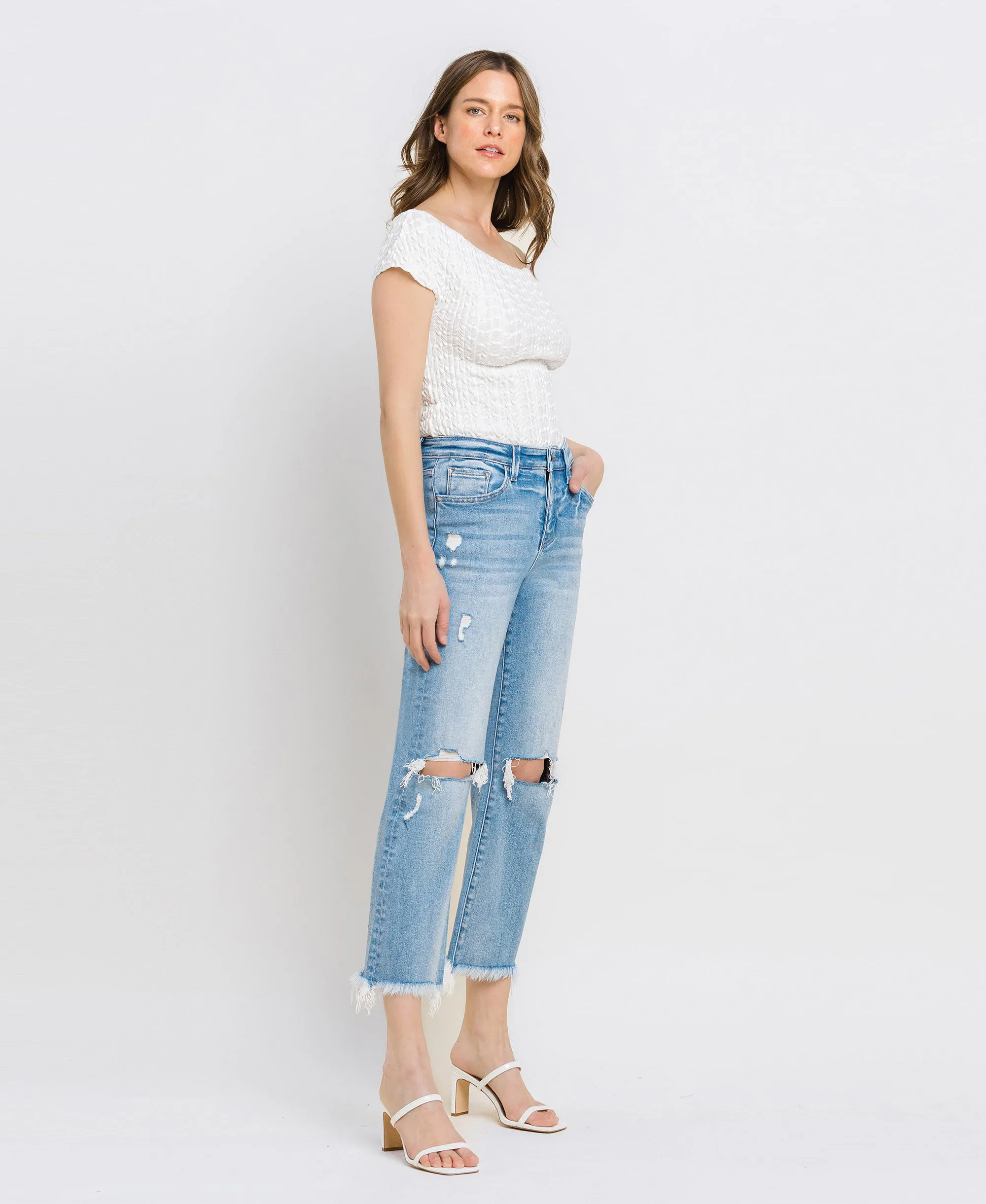 Torne River - High Rise Raw Crop Straight Jeans