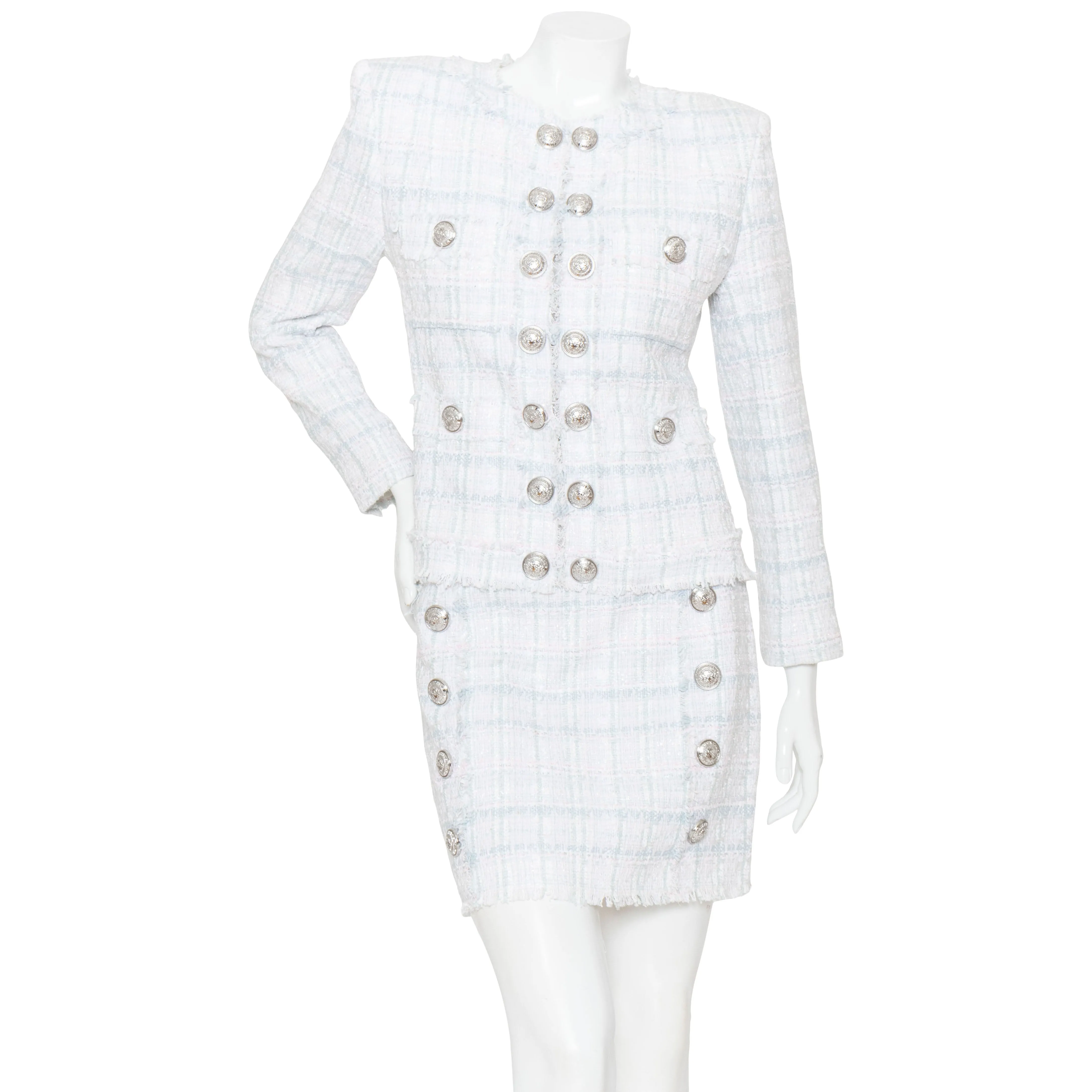 Tweed Pastel Jacket and Skirt Suit