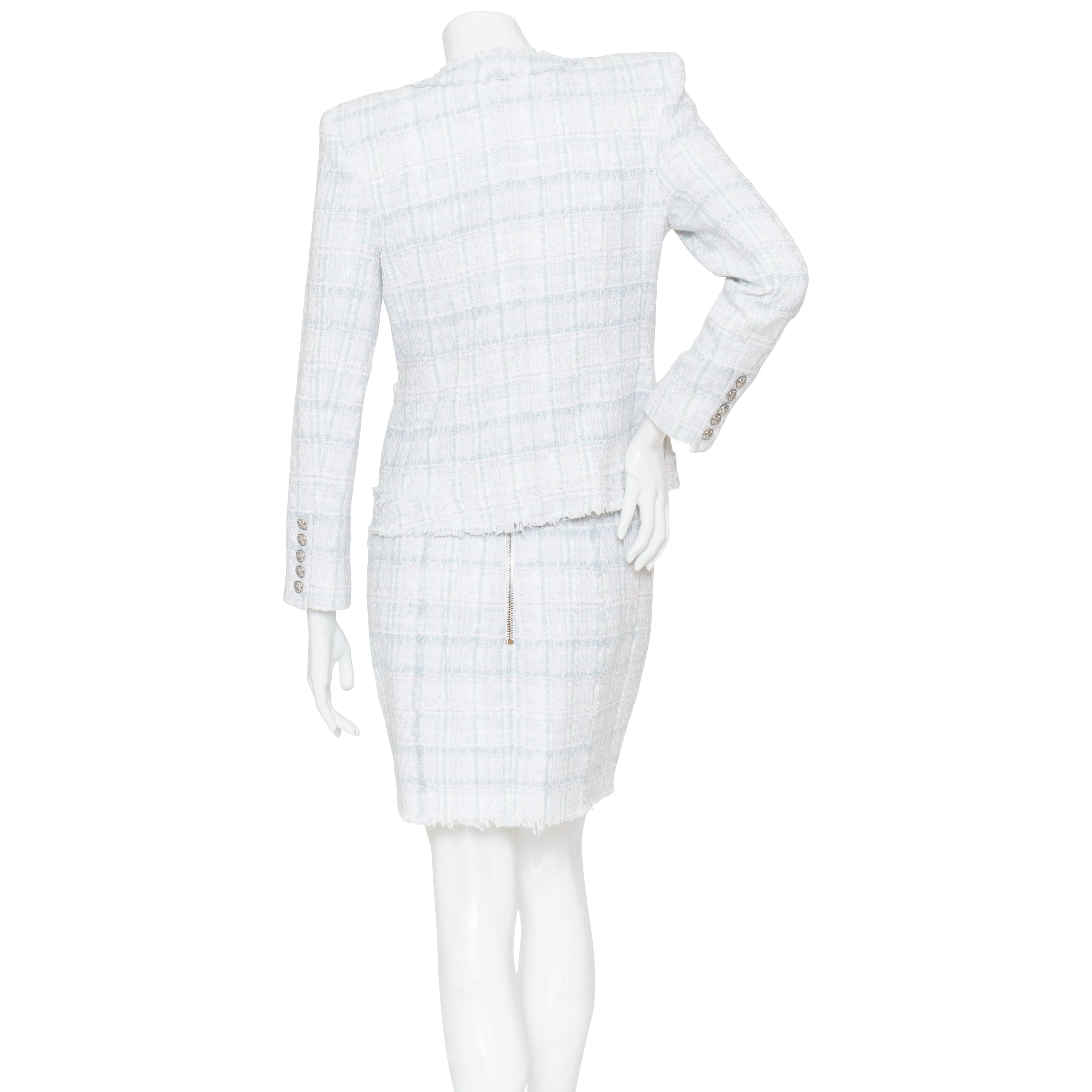 Tweed Pastel Jacket and Skirt Suit