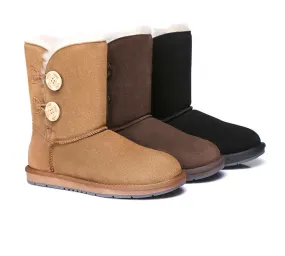 Twin Buttons Short Boots