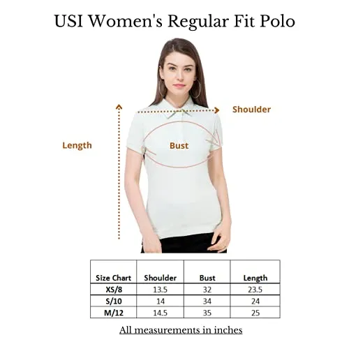 USI Uni Style Image | Regular Fit | Polycotton Polo for Women| Sequin Collar | Half Sleeves with Loop | Sustainable | Durable | Stylish | 50 wear Tested |Mint Green