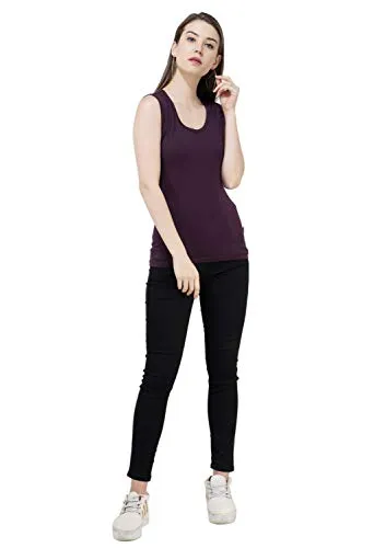 USI Uni Style Image | Regular Fit |Sleeveless top for Women | Casual Wear | Sleeveless | Sustainable | Durable | Stylish | 50 wear Tested | Eggplant