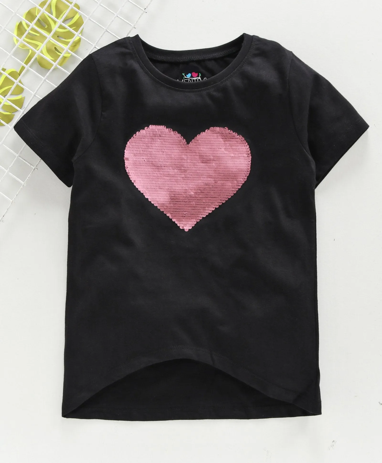 Ventra Girls Heart Sequin Top