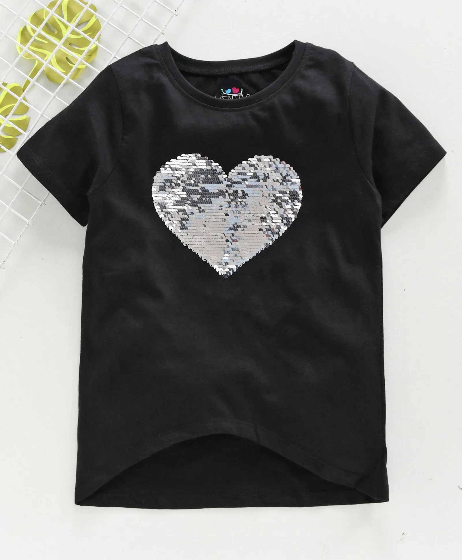 Ventra Girls Heart Sequin Top