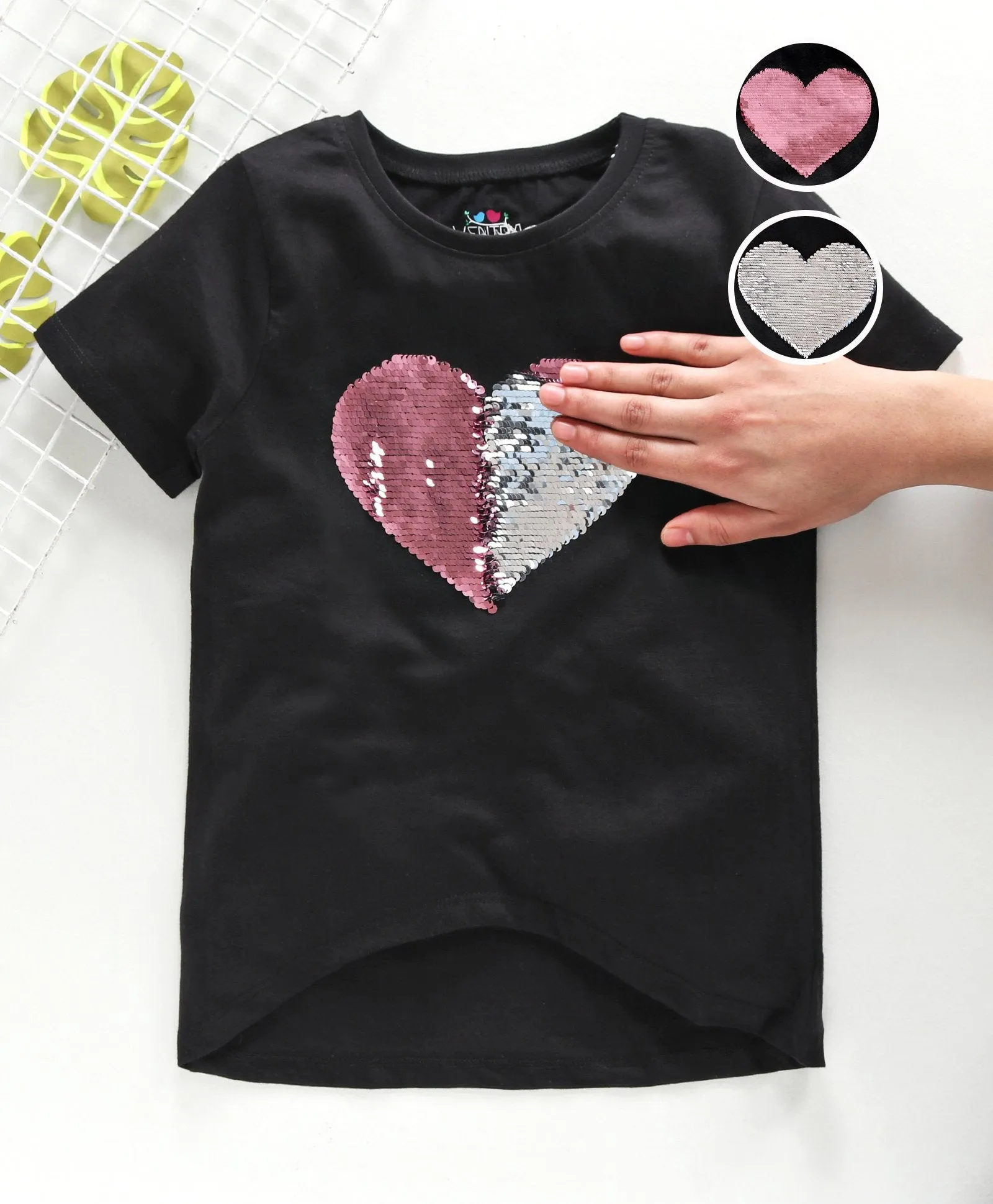 Ventra Girls Heart Sequin Top