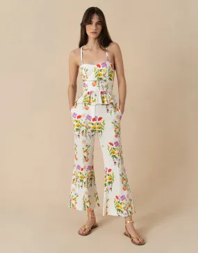 Yves Pique Trousers - Terrazzo Flower White - SALE