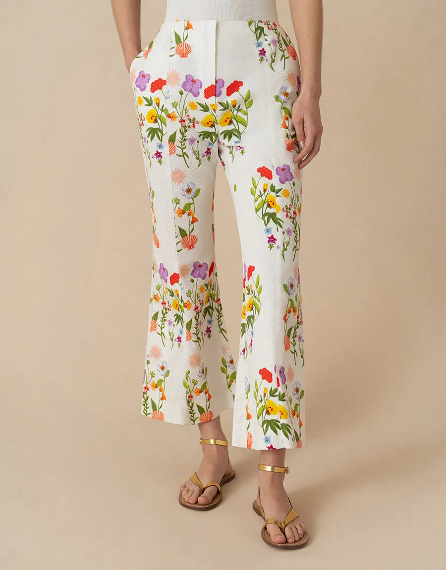 Yves Pique Trousers - Terrazzo Flower White - SALE